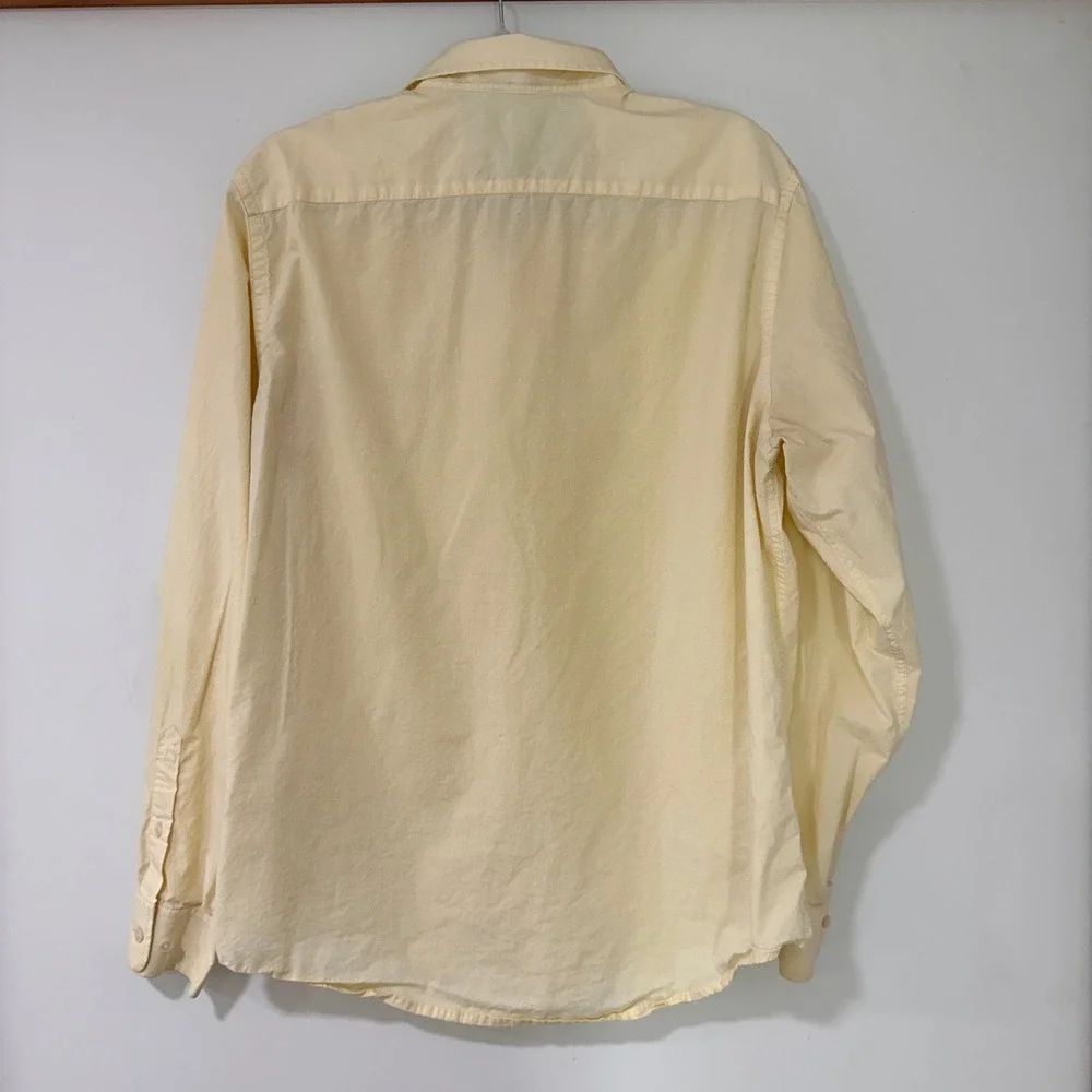Banana Republic Soft Wash Slim Fit Men Large Yellow Dobby Button‎ Down | Preppy